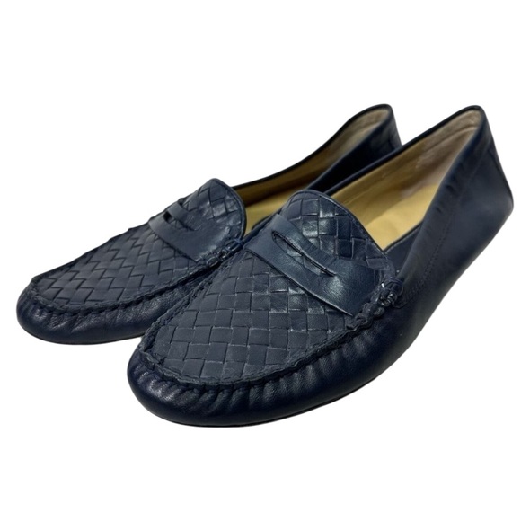 Vaneli Penny Loafers Woven Accent Navy Blue Women's 8M Moccasins Driving Shoes - Picture 1 of 7